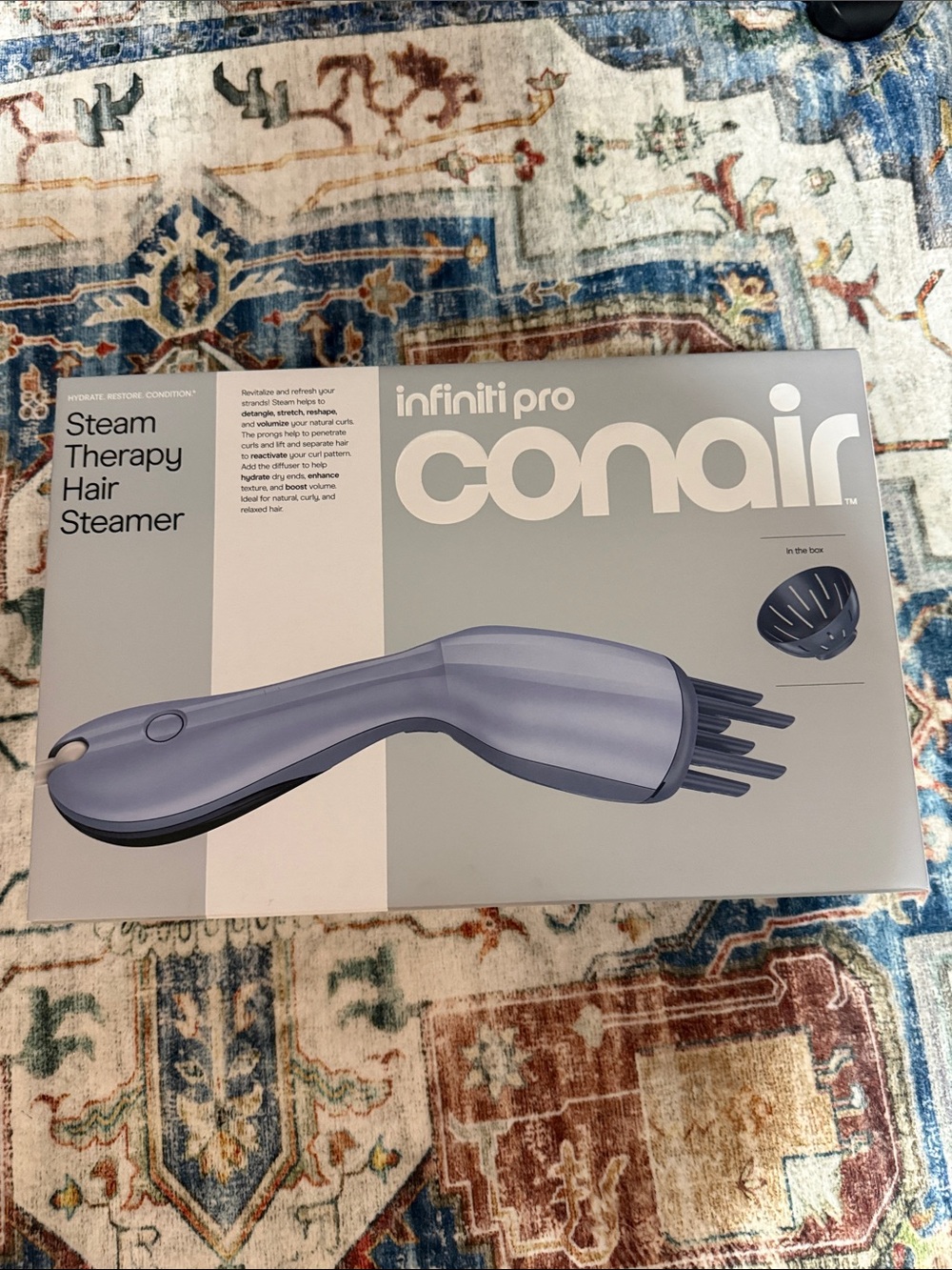 Conair InfinitiPro Steam Therapy Hair Steamer - Light Gray/Blue - never opened
